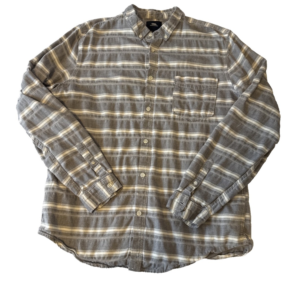 Clockhouse Ckh Striped  Woven Knit Cotton Button Down Shirt‎ Men's XL Breathable